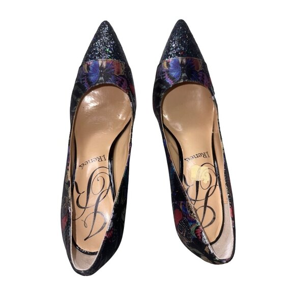 J Renee Ryenne Butterfly Screen Print Glitter Heels & Toes Black Purple Size 8 - Picture 5 of 8